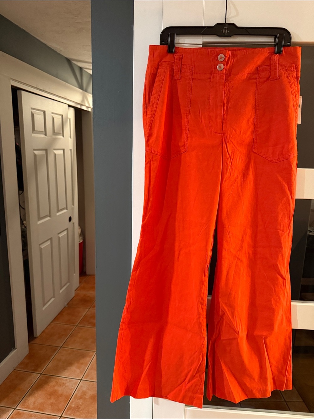 Anthropologie Wide-Leg High-Rise Pants in Bright Orange